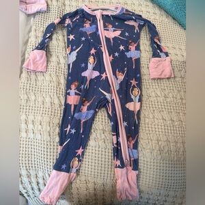 Little Sleepies Ballerina Footie - Navy and Pink